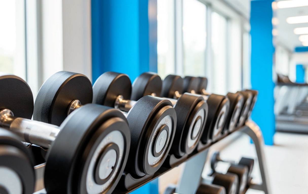 Detalle de equipo de gimnasio profesional